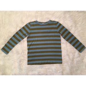 🍋Crewcuts blue and green striped top small